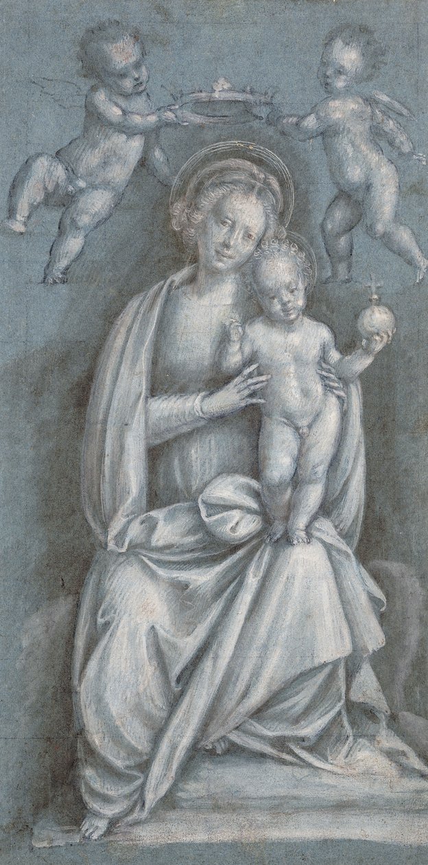 Madonna ve İki Melek Tarafından Taçlanan Çocuk, by Bernardino Lanino