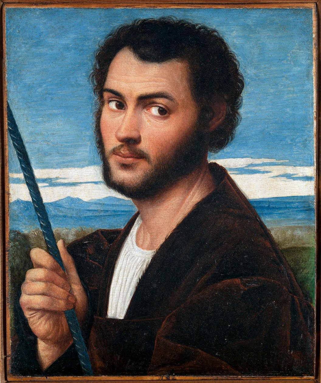 Bir Adamın Portresi, Licinius, Bernardine (c. 1489-c. 1565). Tuval üzerine yağlı boya, boyut : 32x25.5, 16. Yüzyılın İlk Yarısı, Fondazione Cini, Venedik by Bernardino Licinio