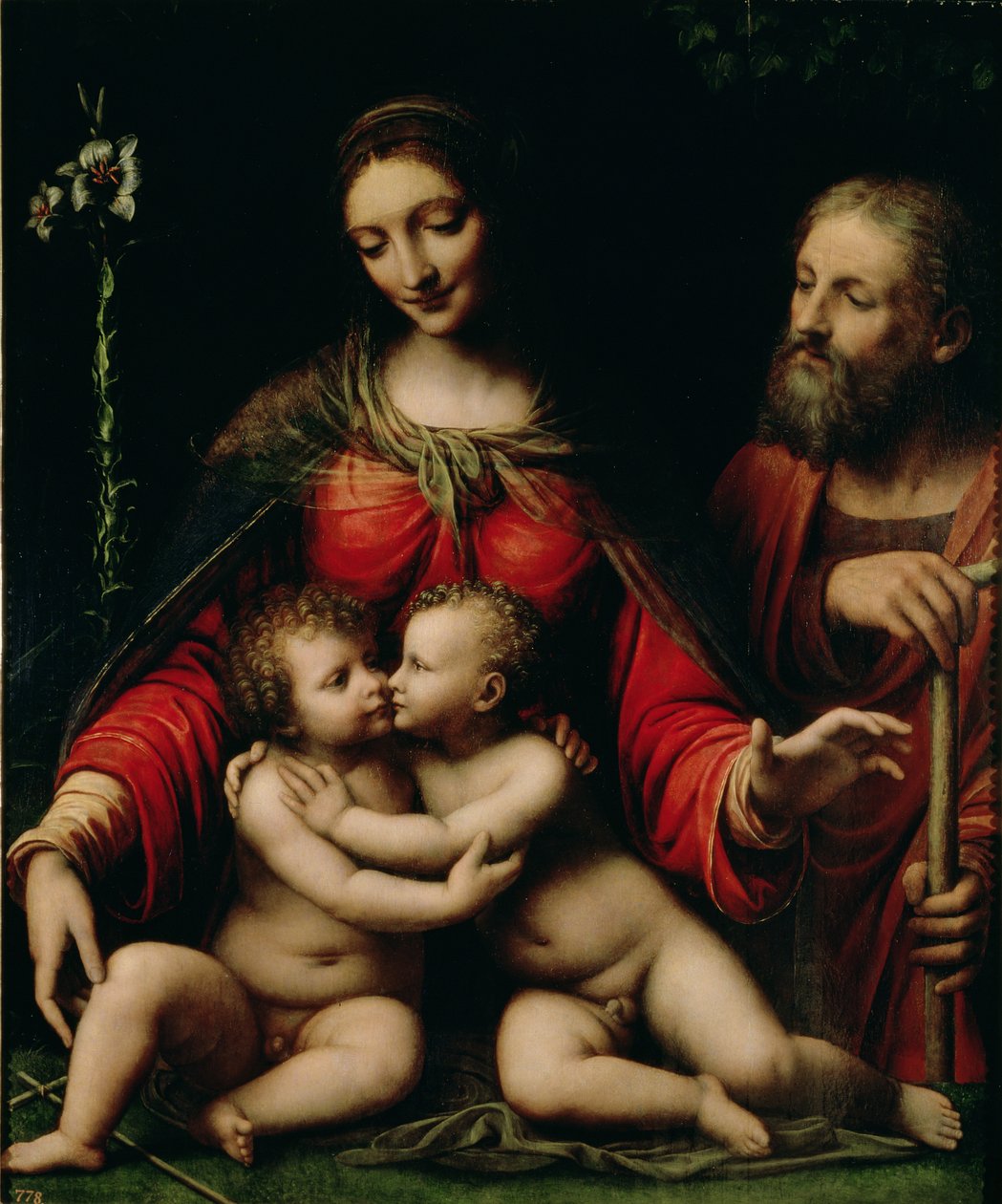 Bebek Aziz John ile Kutsal Aile by Bernardino Luini