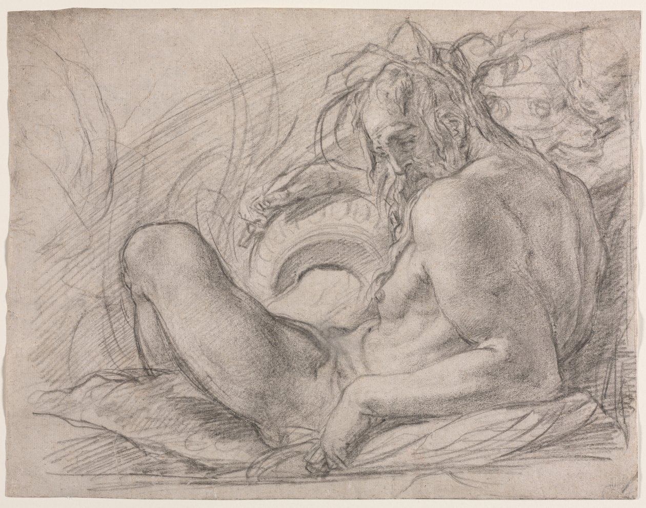 Nehir Tanrısı Tiber (Bir fresk çalışması, Kar Mucizesi veya Santa Maria Maggiore Vakfı, Roma, S. Felicita, Floransa Canigiani şapelinde) by Bernardino Poccetti