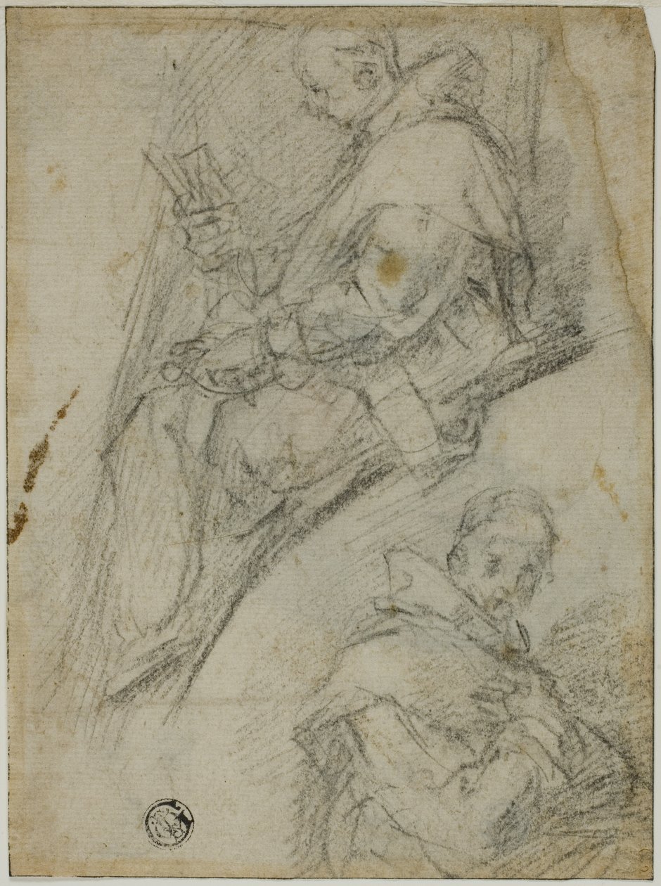 Carthusians'ın İki Çalışması (rekto); Carthusians Başlarının Üç Eskizi (ters) by Bernardino Poccetti