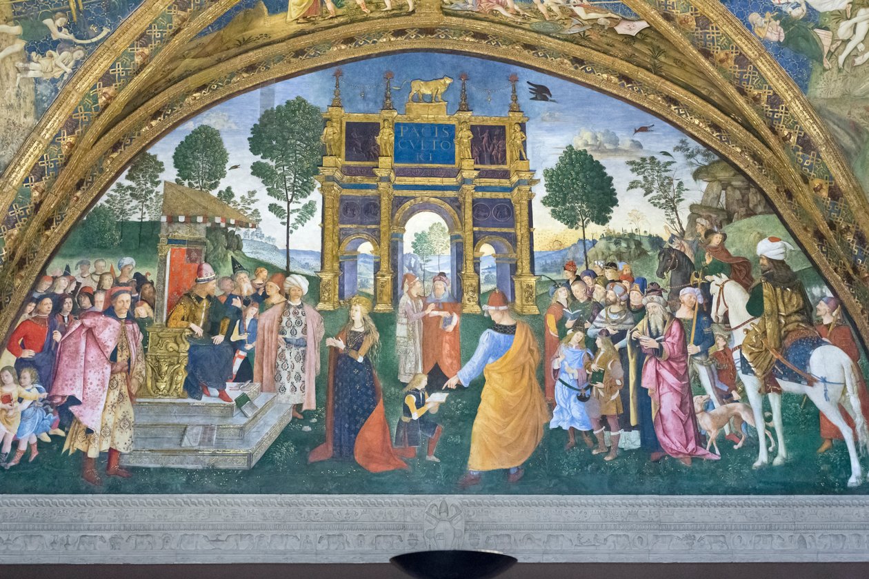 Aziz Catherine tartışması, Azizler Salonu, Borgia daireleri (fresk) by Bernardino di Betto (& studio) Pinturicchio