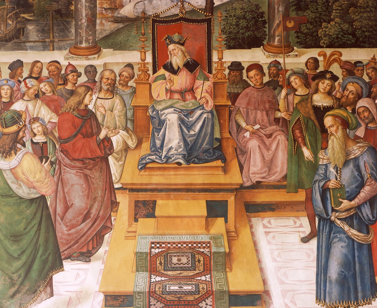Enea Silvio Piccolomini, İskoçya Kralı I. James ile tanışıyor, II. Pius Hikayelerinden detay by Bernardino di Betto Pinturicchio