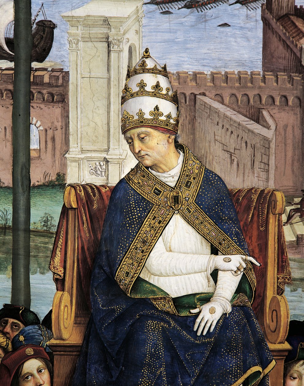 İtalya, Siena, Katedral, Piccolomini Kütüphanesi, Pius II, Haçlı seferini hızlandırmak için Ancona