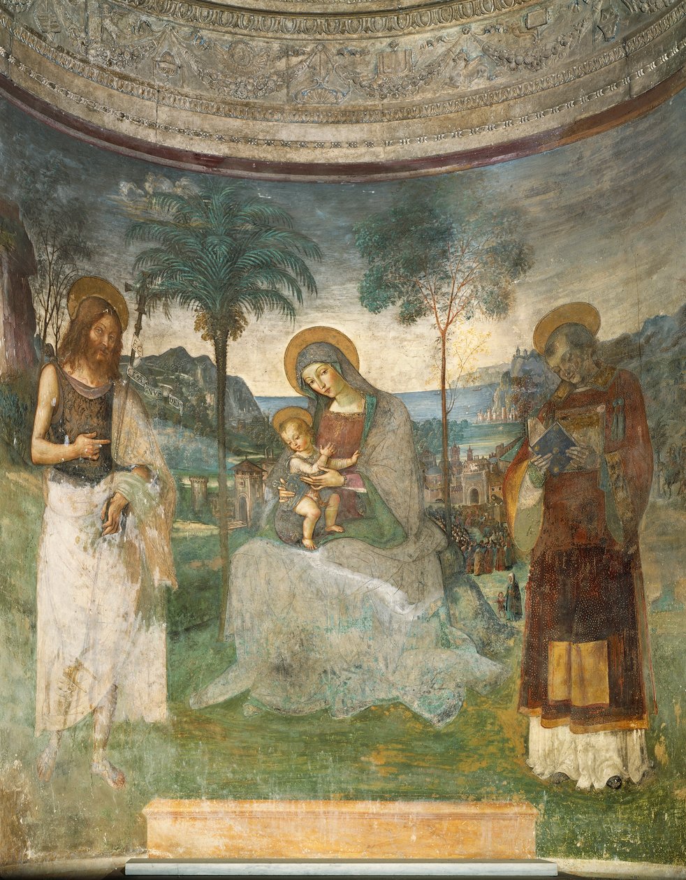 Madonna ve Çocuk, Vaftizci Yahya ve Aziz Stephen by Bernardino di Betto Pinturicchio