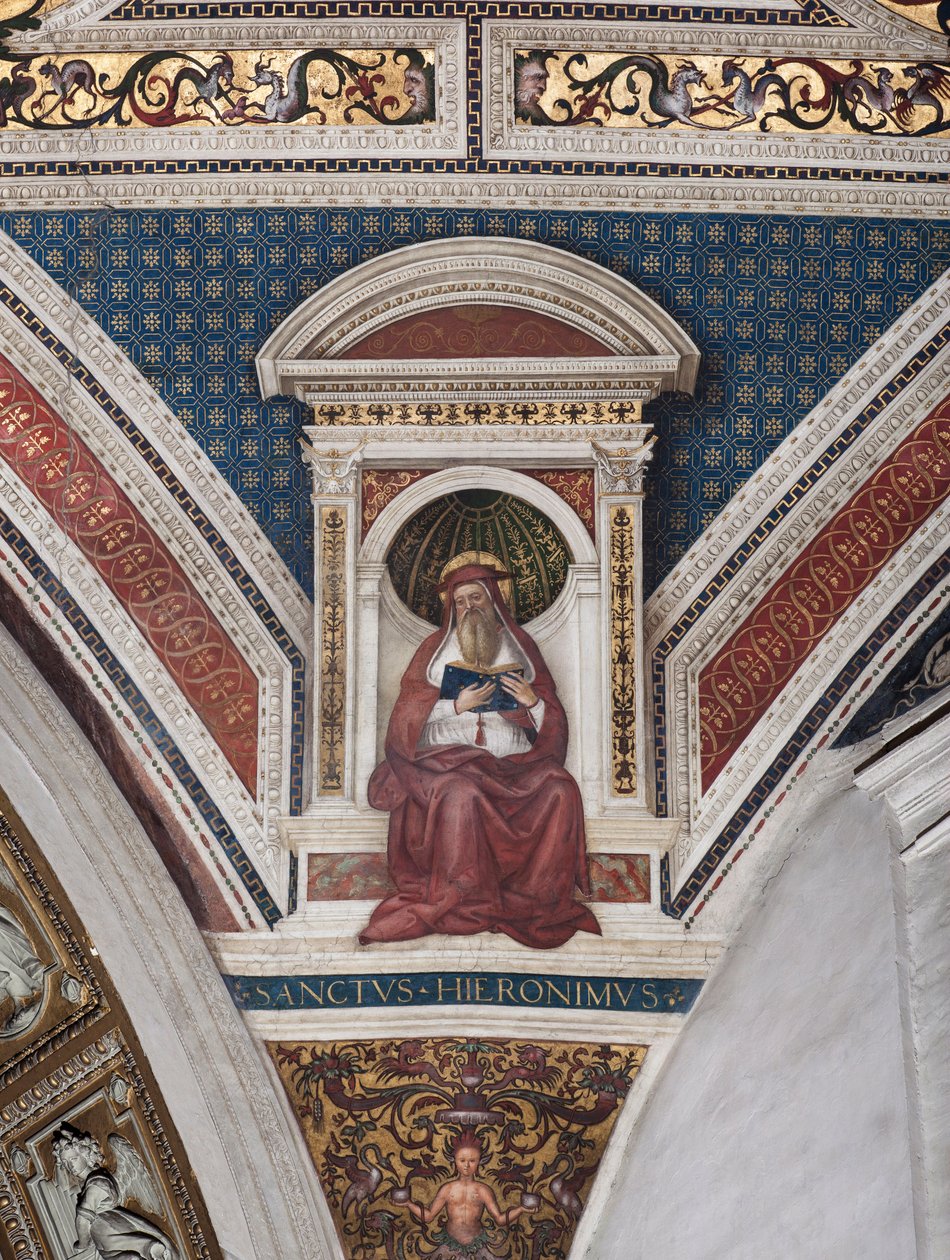 Aziz Jerome, Kilise Doktorlarının detayı (fresk by Bernardino di Betto Pinturicchio