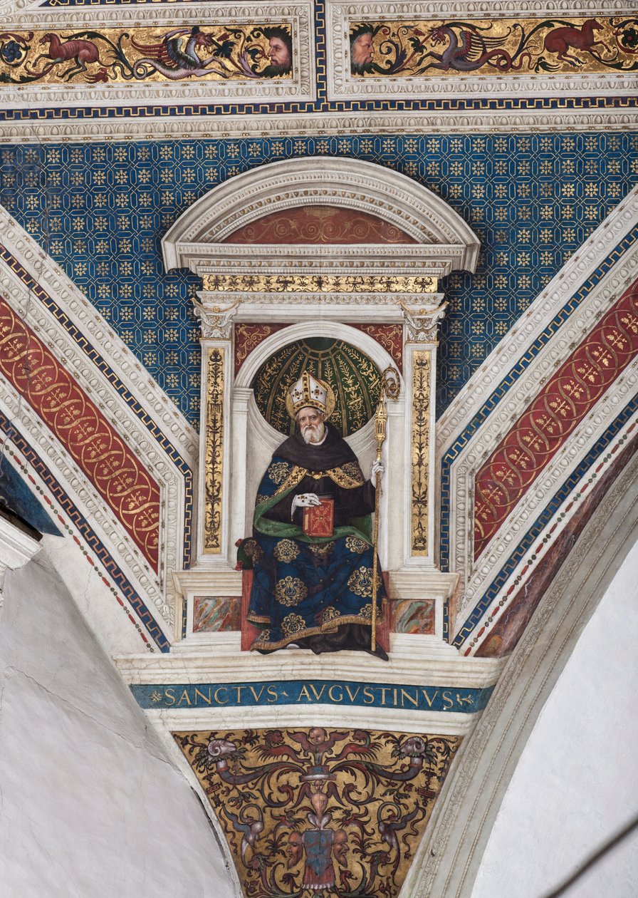 Hippo Aziz Augustine, Kilise Doktorları'nın detayı (fresk by Bernardino di Betto Pinturicchio
