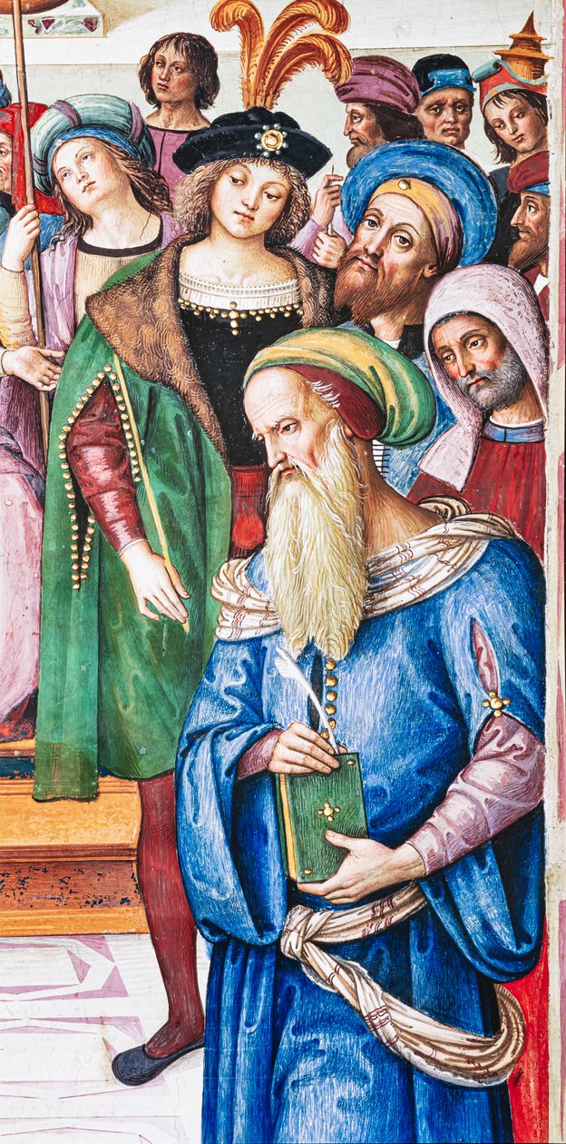 Piccolomini Kütüphanesi, kuzey doğu duvarı: “Aeneas Sylvius, İskoçya Kralı I. James