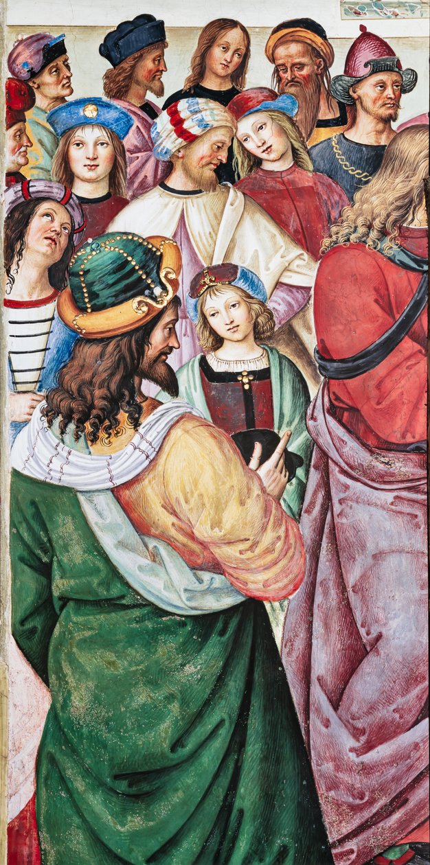 Piccolomini Kütüphanesi, kuzey doğu duvarı: “Aeneas Sylvius, İskoçya Kralı I. James