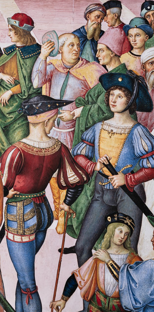 Piccolomini Kütüphanesi, kuzey doğu duvarı: “Aeneas Sylvius, İmparator III. by Bernardino di Betto Pinturicchio