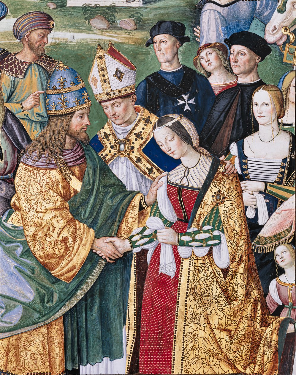 Piccolomini Kütüphanesi, güneydoğu duvarı: “Aeneas Sylvius, Aragonalı Eleonora