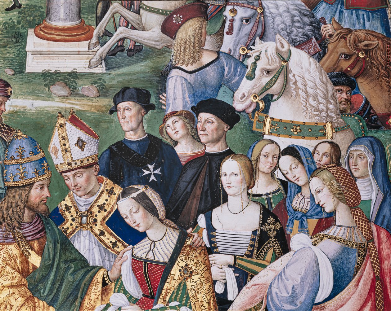 Piccolomini Kütüphanesi, güneydoğu duvarı: “Aeneas Sylvius, Aragonalı Eleonora