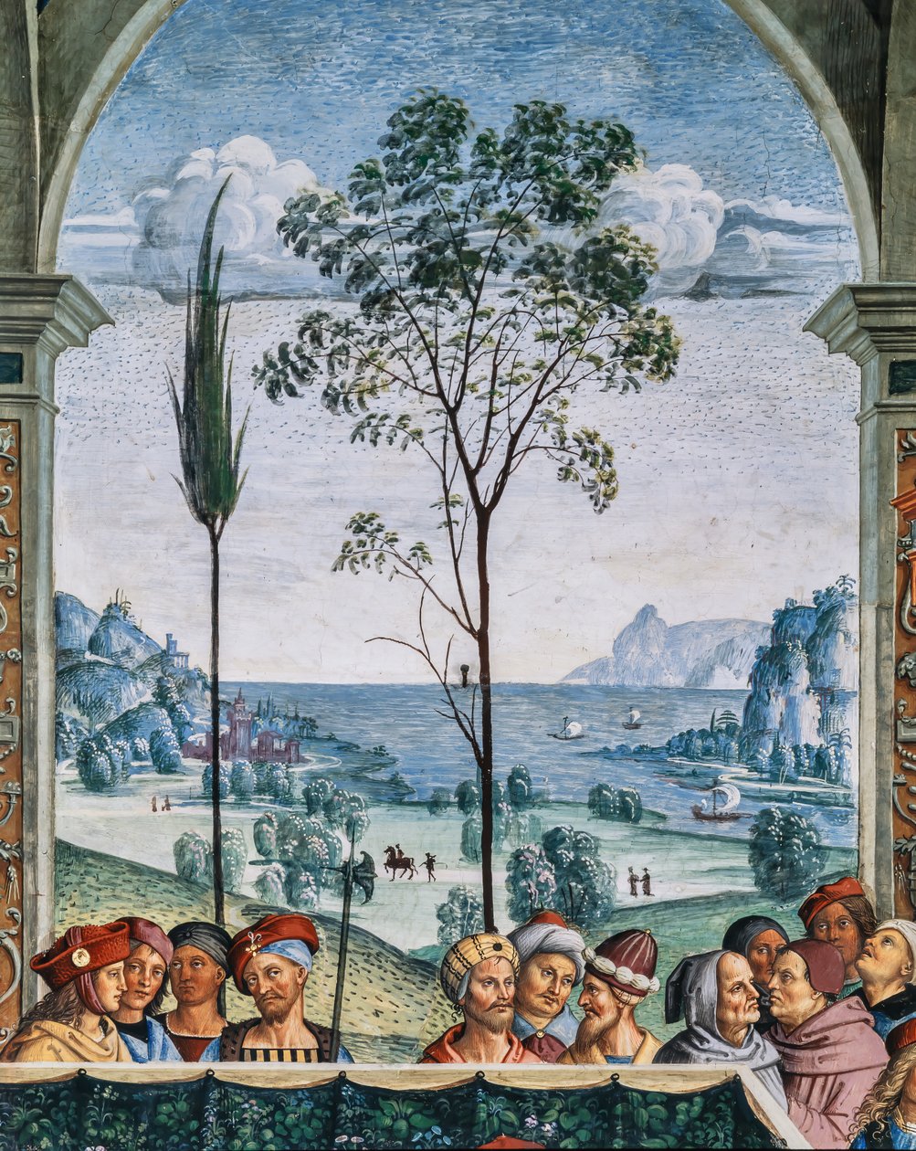 Piccolomini Kütüphanesi, güney batı duvarı: “ II. Pius, Mantua Diyetine başkanlık ediyor, 1 Haziran by Bernardino di Betto Pinturicchio