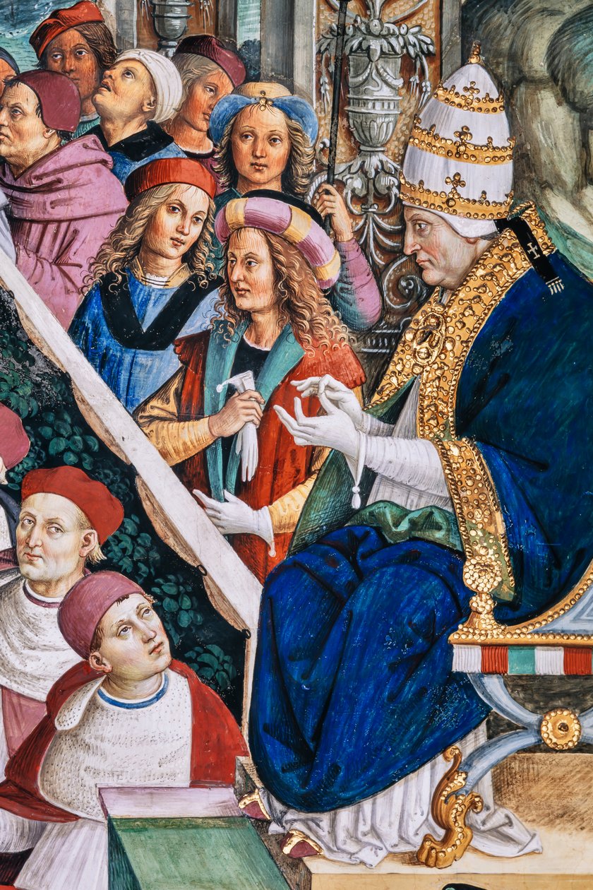 Piccolomini Kütüphanesi, güney batı duvarı: “ II. Pius, Mantua Diyetine başkanlık ediyor, 1 Haziran by Bernardino di Betto Pinturicchio