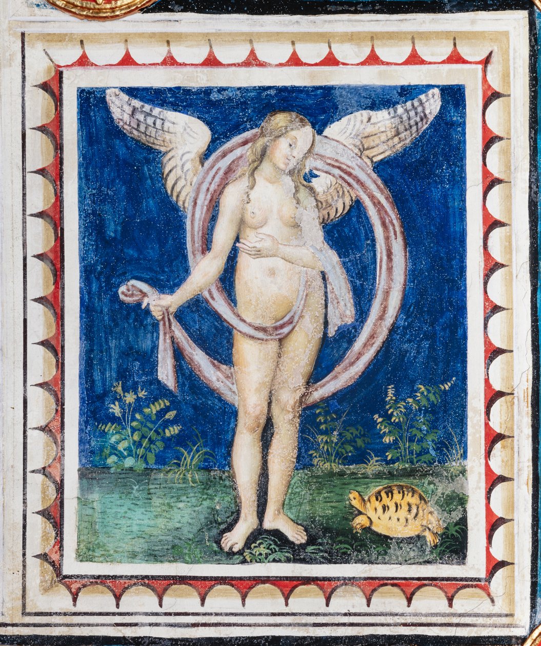 Piccolomini Kütüphanesi, tavan, Providence alegorisine sahip panel, Pinturicchio olarak bilinen Bernardino di Betto