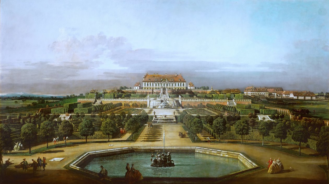 İmparatorluk zevk sarayı, avlu, bahçe tarafı by Bernardo Bellotto