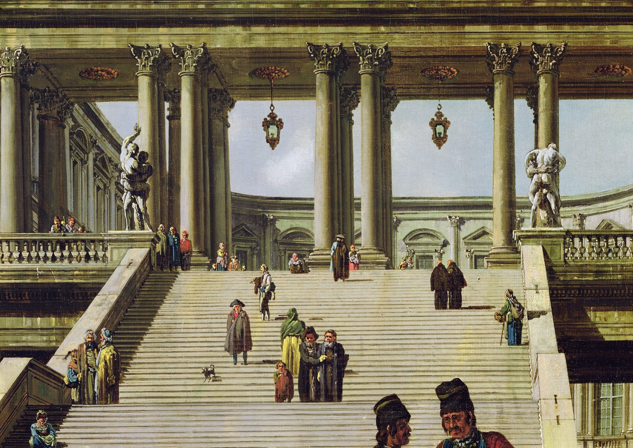 Saray Basamakları ile İdeal Peyzaj, 1762 (141300 detayı) by Bernardo Bellotto