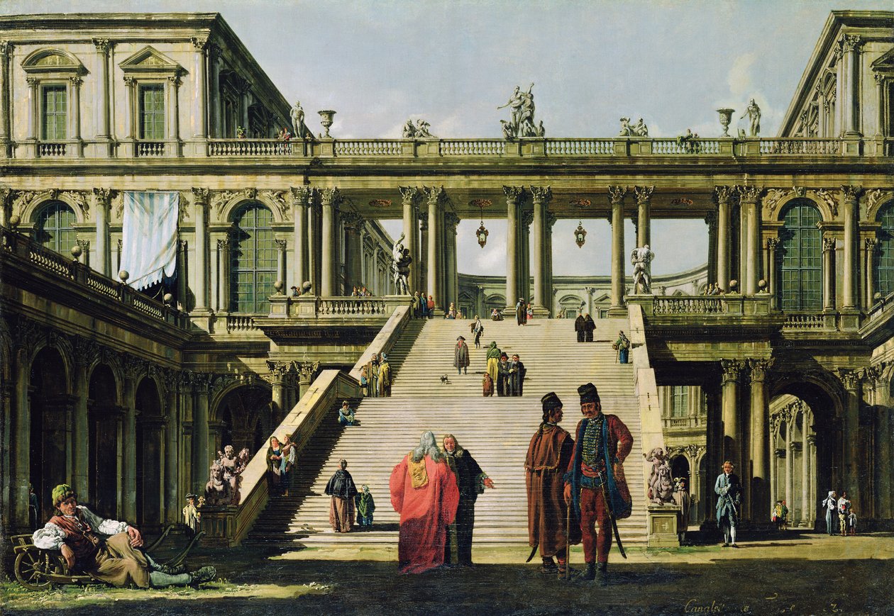 Ideal Landscape with Palace Steps, 1762  by Bernardo Bellotto