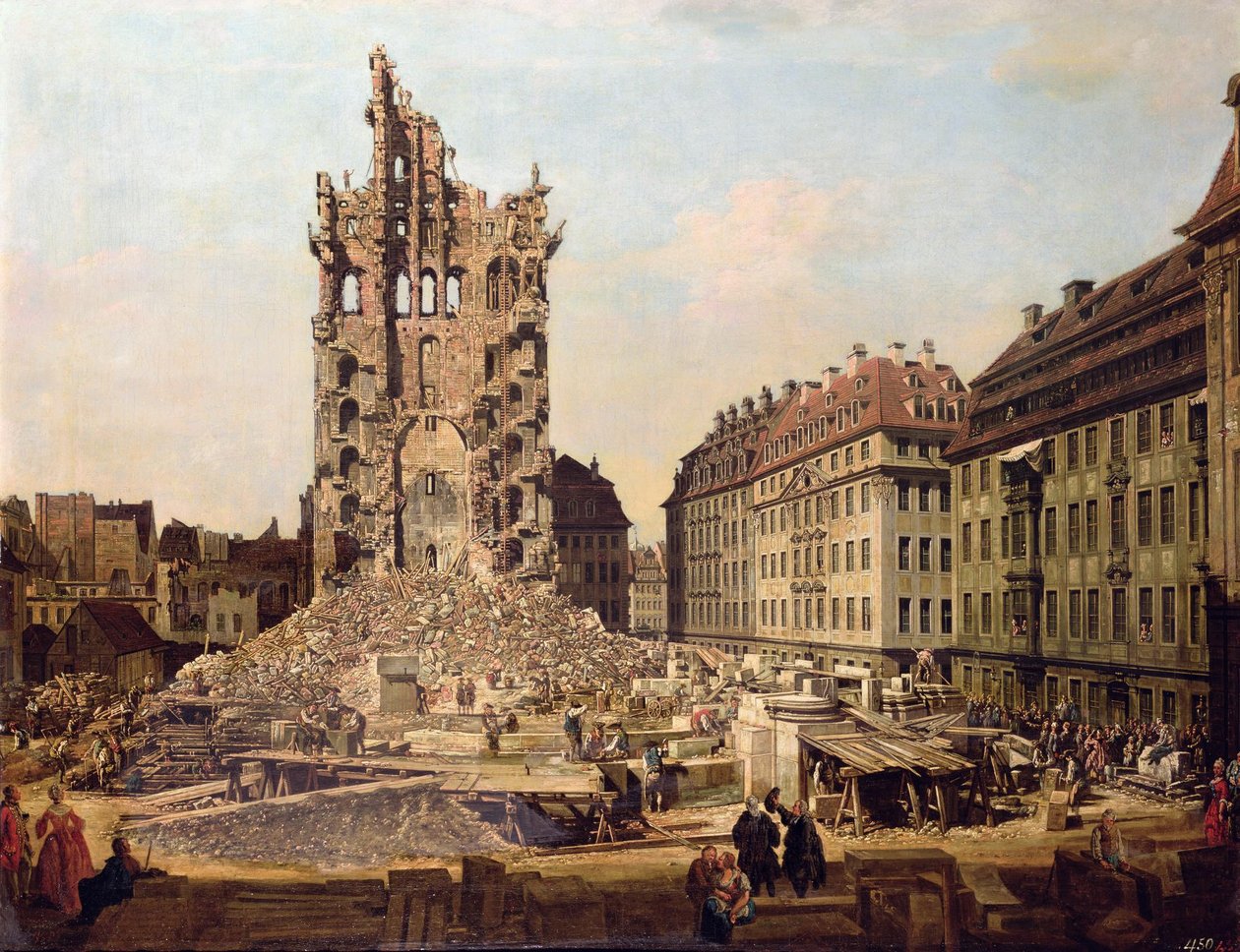 Eski Kreuzkirche, Dresden kalıntıları by Bernardo Bellotto