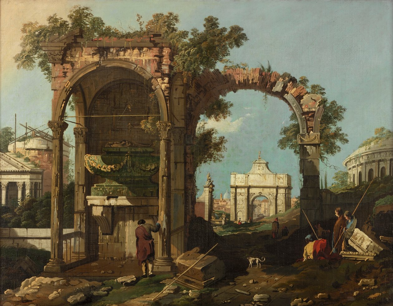 Harabeler ve figürler, Roma'nın Eteklerinde Cecilia Metella Mezarı Yakınında, c.1750-1775 by Bernardo Bellotto
