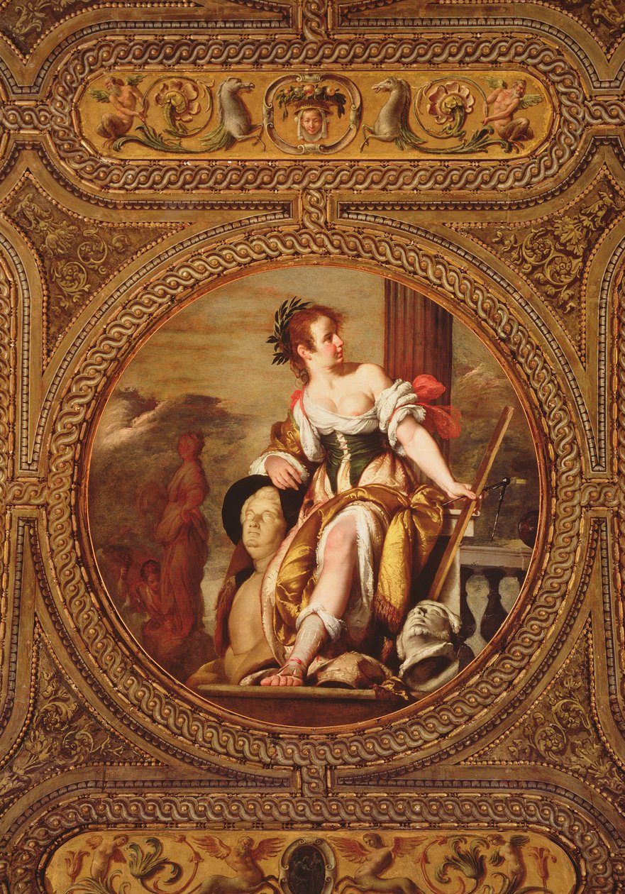 Heykel Alegorisi, kütüphanenin tavanından, 1635 by Bernardo Strozzi