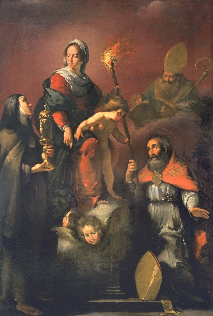 St. Clare, St. Ambrose ve St. Erasmus ile Madonna ve Çocuk by Bernardo Strozzi