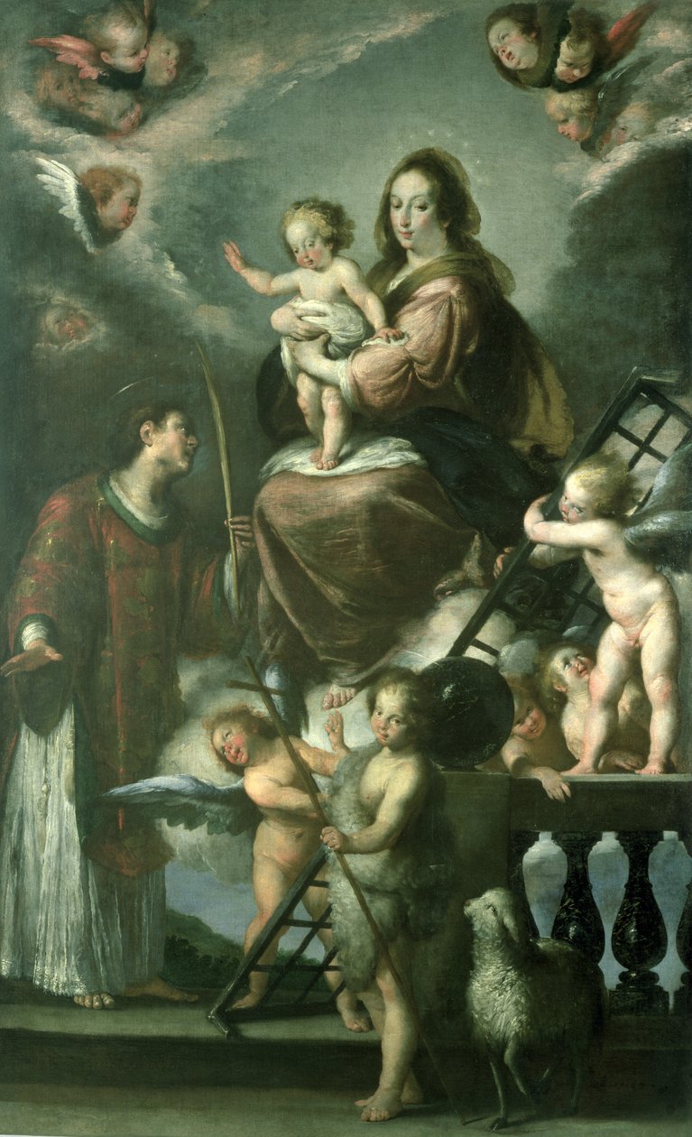 Vaftizci Yahya ve Aziz Lawrence ve Meleklerle Bebek Madonna ve Çocuk, 1629 by Bernardo Strozzi