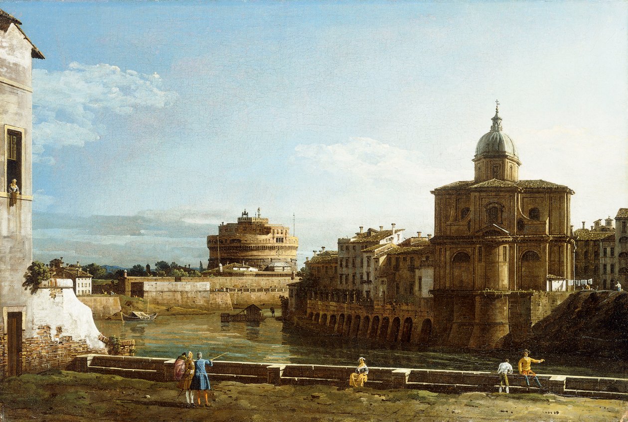 Ötesinde San Giovanni dei Fiorentini Kilisesi ile Tiber boyunca Roma