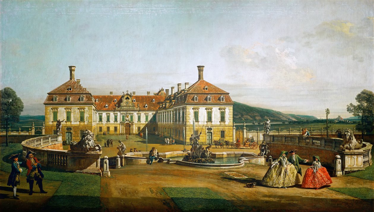 İmparatorluk zevk sarayı Schloßhof, avlu tarafı by Bernardo Bellotto