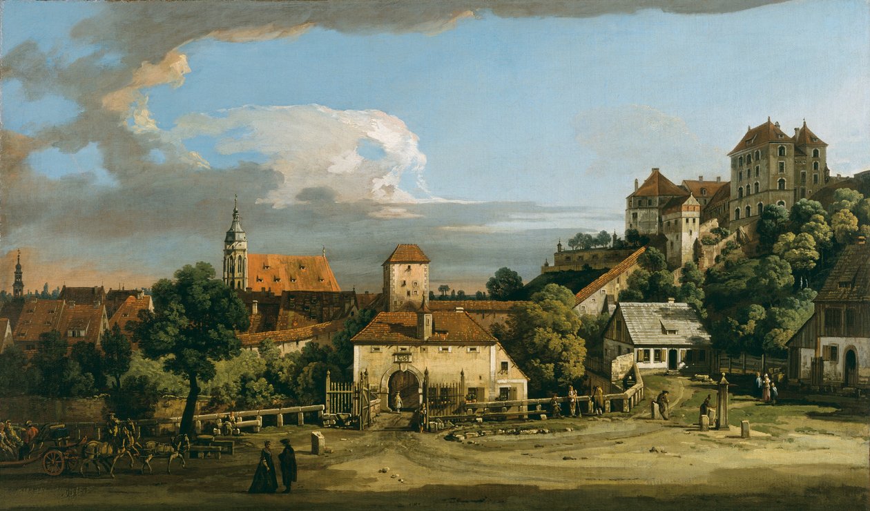 Pirna: Güneyden Obertor, 1760 dolayları (tuval üzerine yağlı boya) by Bernardo Bellotto
