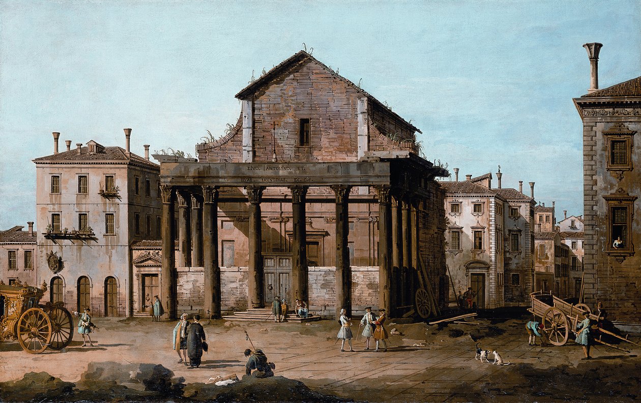 Roma - Forumdaki Antoninus ve Faustina Tapınağı, c.1742-43 by Bernardo Bellotto