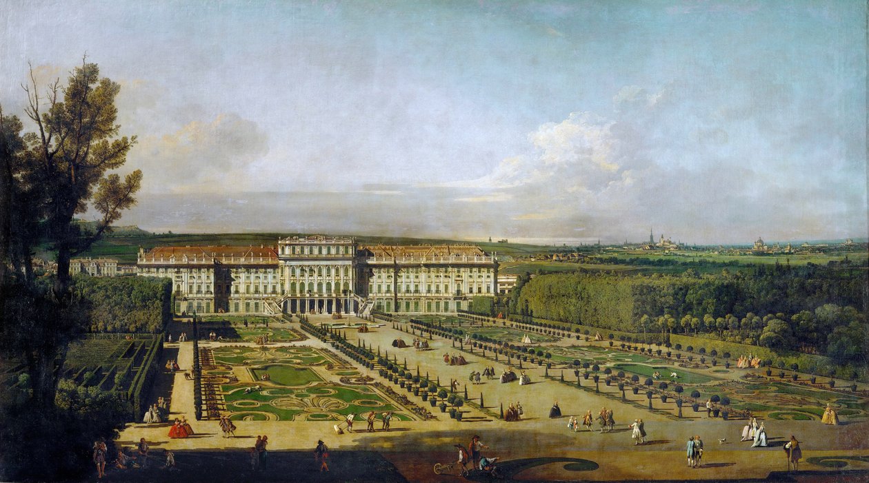 Bahçelerden bakıldığında Schönbrunn Sarayı, 1758 ve 1761 yılları arasında by Bernardo Bellotto