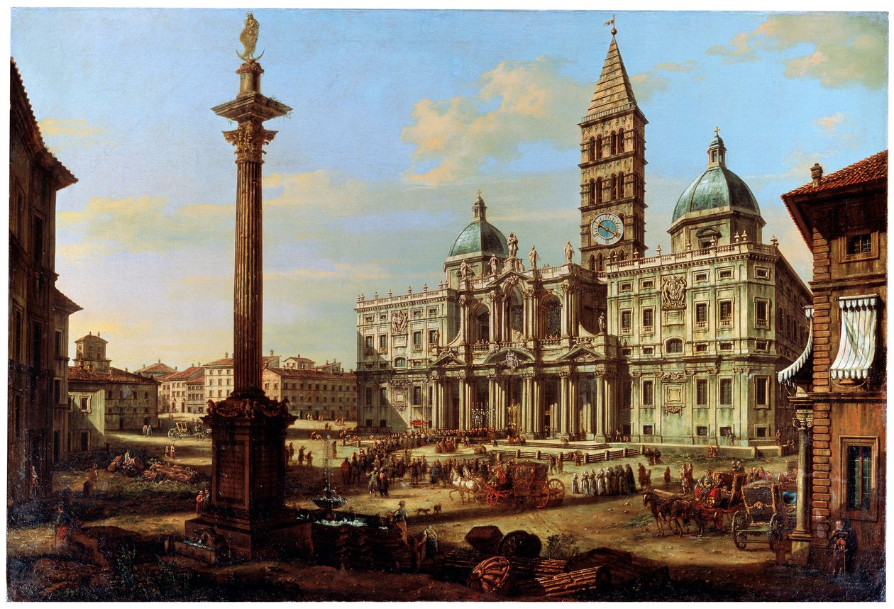 Piazza ve Santa Maria Maggiore Kilisesi, Roma, 1739 by Bernardo Bellotto
