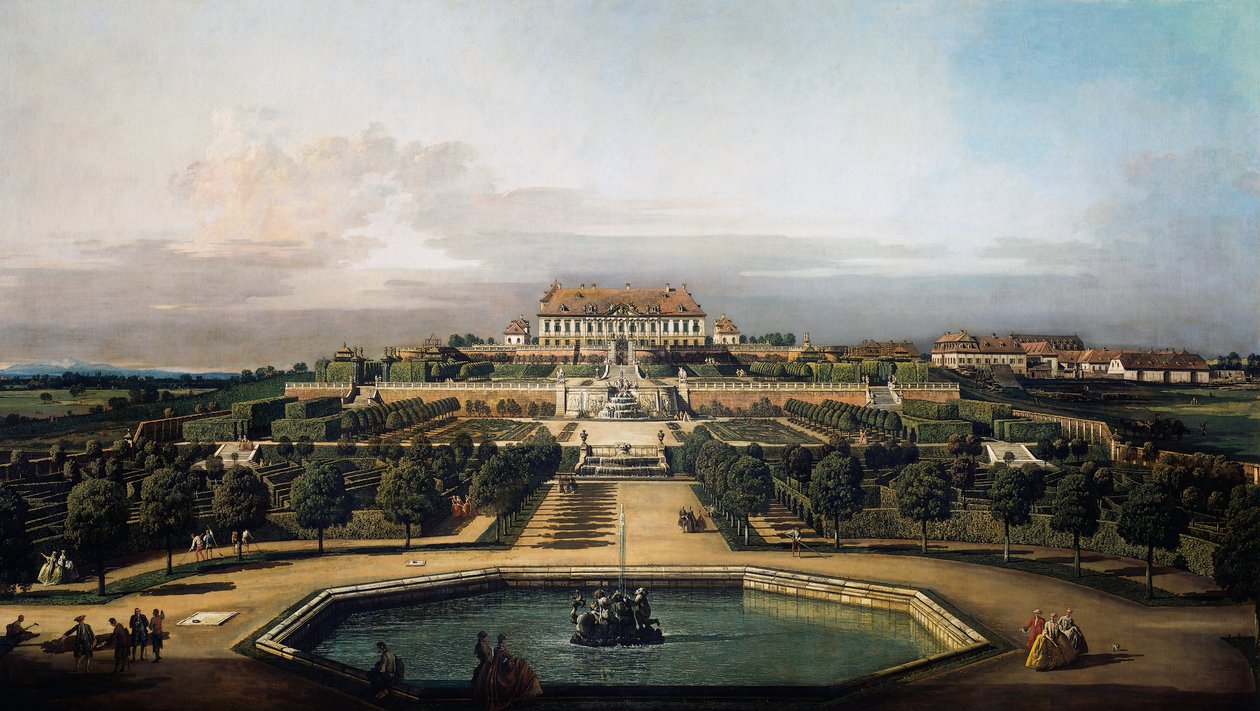 İmparatorluk kalesi Schlosshof, bahçe tarafı by Bernardo Bellotto