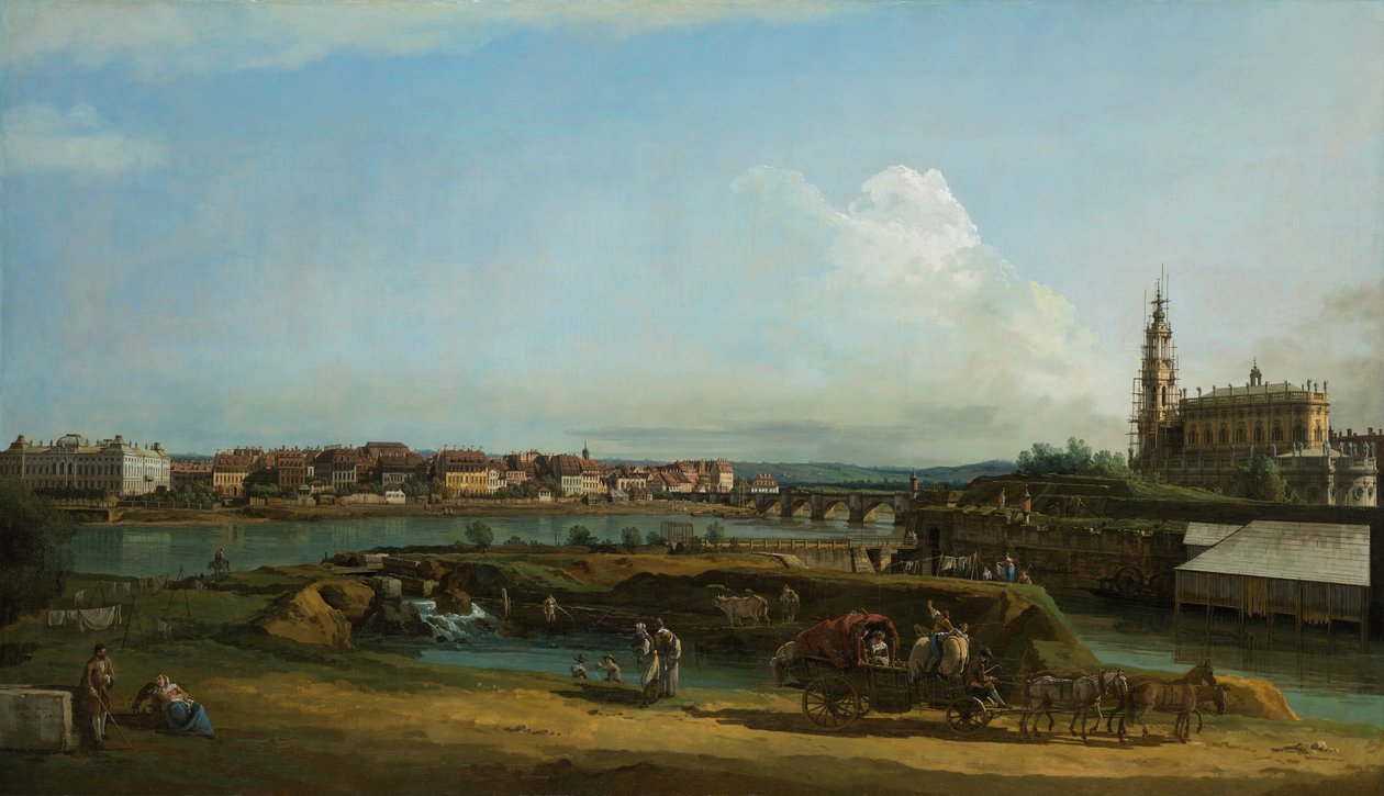 Sağda Hofkirche ile Dresden görünümü, 1748 by Bernardo Bellotto