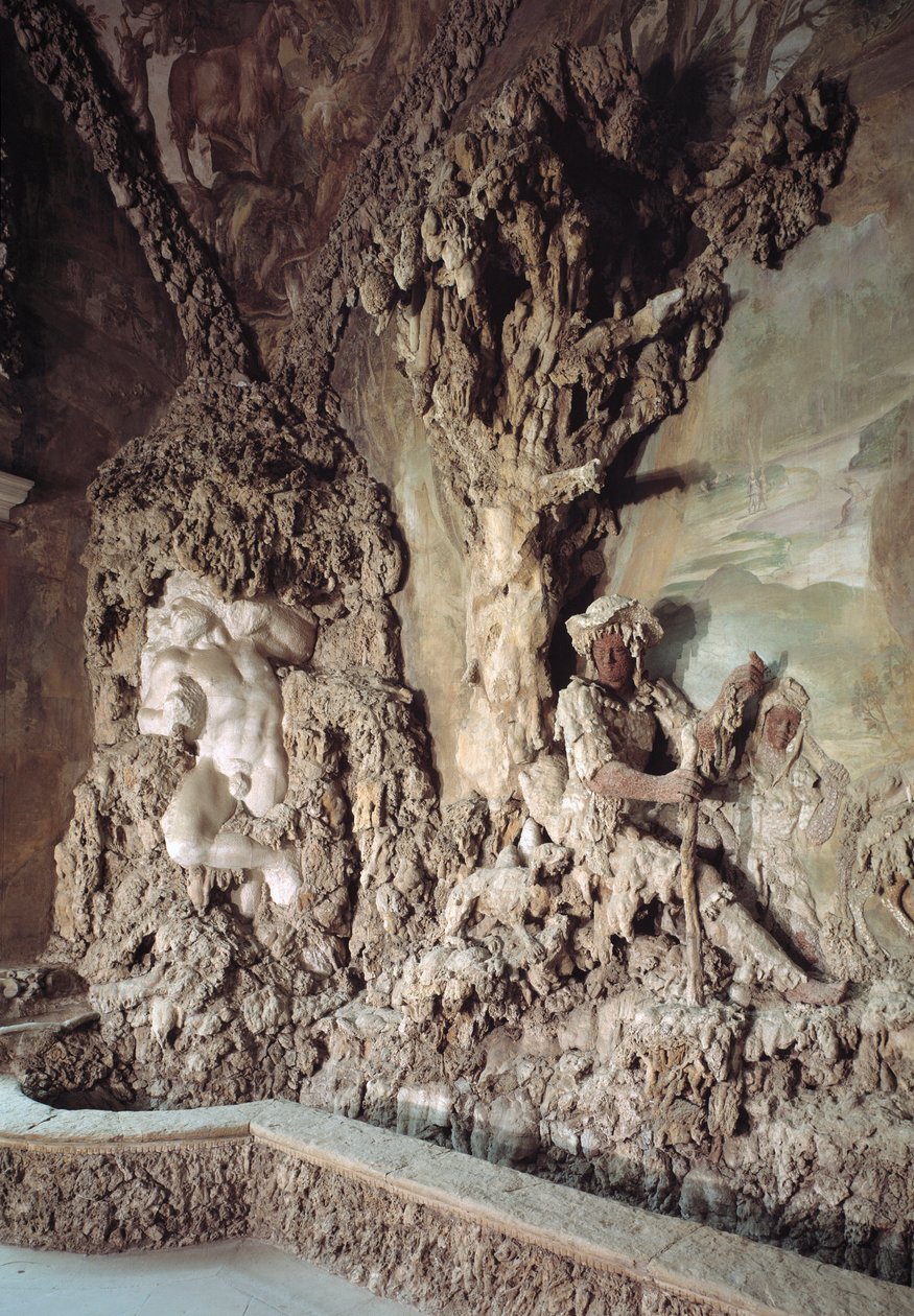 Bernardo Buontalenti (1531-1608) (Grotta del Buontalenti) (1583-1588) tarafından oluşturulan mağaranın içi Detay Palazzo Pitti, Boboli Bahçeleri, Floransa, İtalya by Bernardo Buontalenti