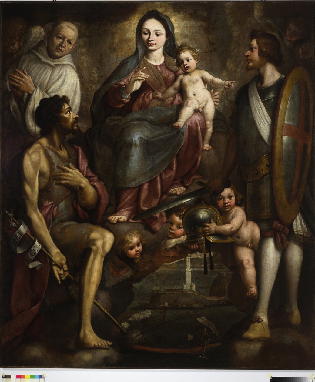 Bernardo Castello ve Aziz George ve Battista, Cenova şehri için Meryem Ana ile araya giriyor by Bernardo Castello