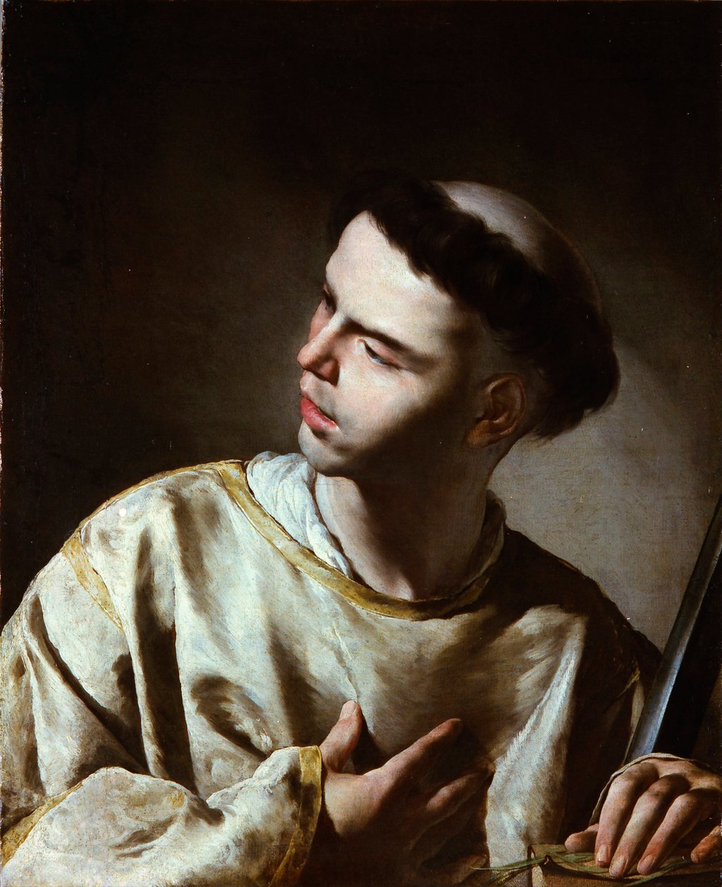 ""Saint Laurent"" (Saint Lawrence) Tablo Bernardo Cavallino (1616-1656) - 1640