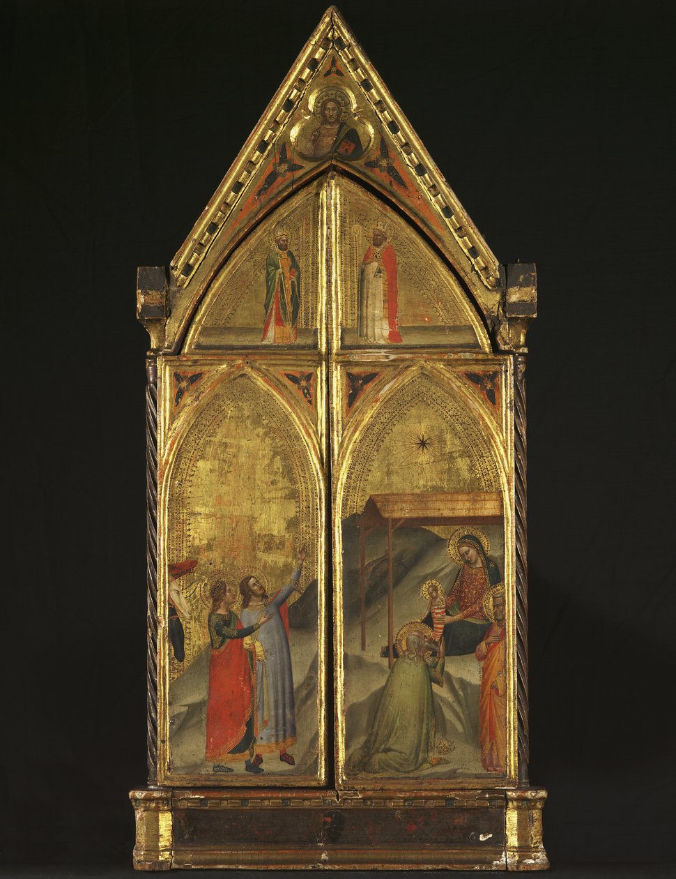 Üç Parçalı - Azizlerle Tahtına Gelen Bakire ve Çocuk, 1338 by Bernardo Daddi