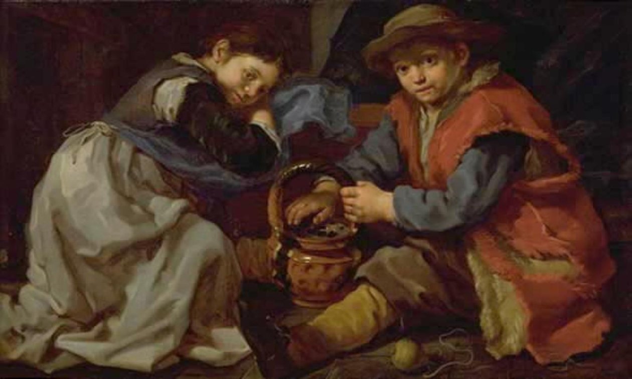 Mangallı bir kız ve bir erkek by Bernardo Eberhart Keilhau
