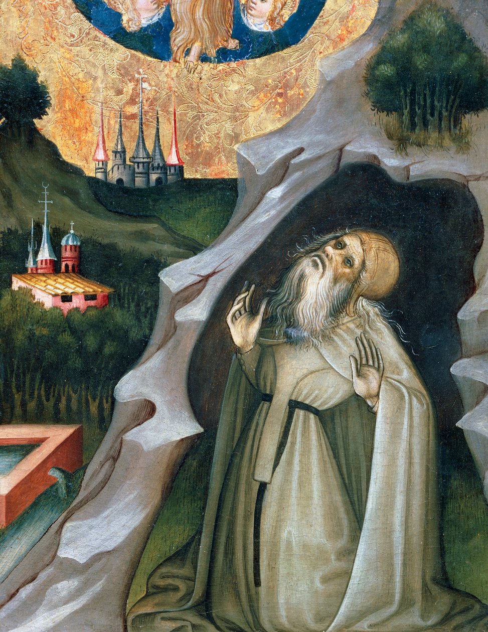 Mecdelli Meryem (1437-1452), Bernat Martorell (yaklaşık 1400-1452) tarafından ahşap üzerine boyanmış, kendinden geçmiş münzevi. Katalan Gotik sanatı. by Bernardo Martorell