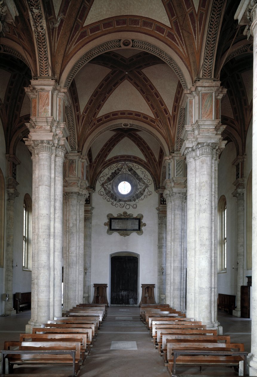 Pienza kilisesinin iç görünümü by Bernardo Rossellino