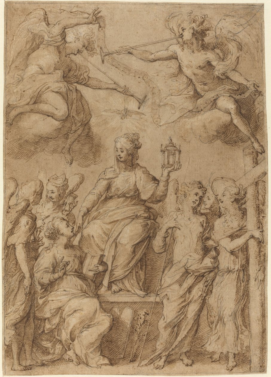 Tutku Aletlerini Tutan Meleklerle Çevrili Ecclesia by Bernardo Strozzi