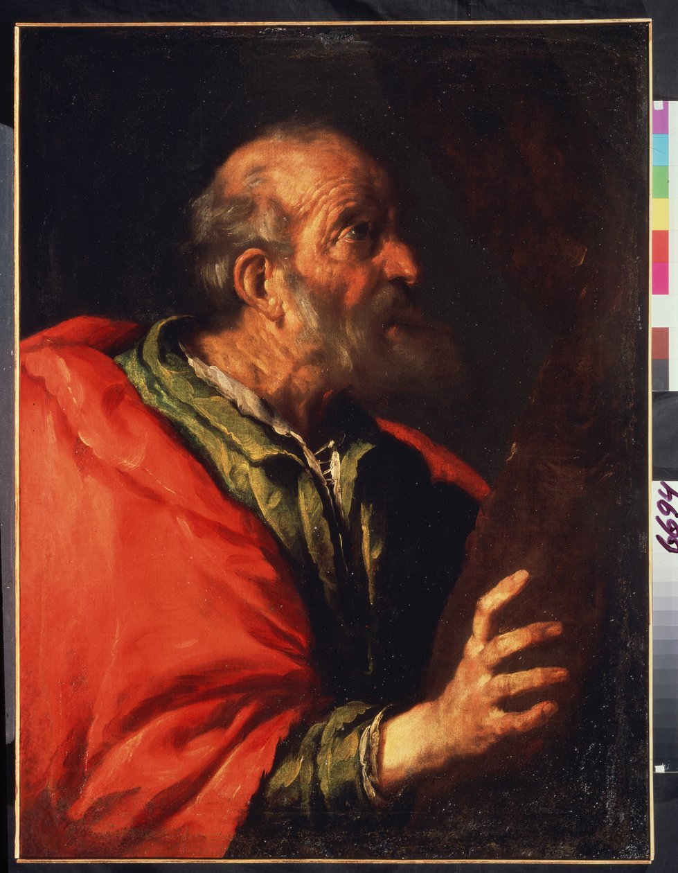 Yaşlı bir adamın başı, havari Peter? by Bernardo Strozzi