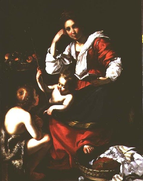 Vaftizci Yahya Bebek ile Madonna ve Çocuk by Bernardo Strozzi