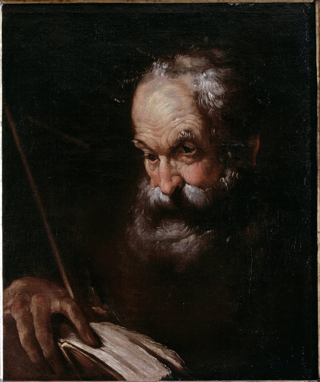 Elinde kitap olan yaşlı bir adamın portresi (tuval üzerine yağlı boya by Bernardo Strozzi