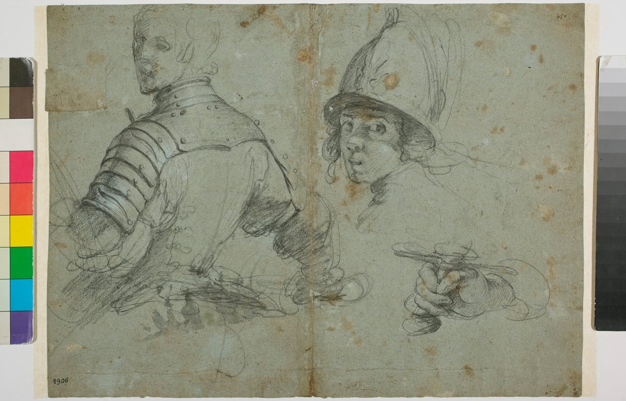 Zırhlı genç adamın çalışması by Bernardo Strozzi