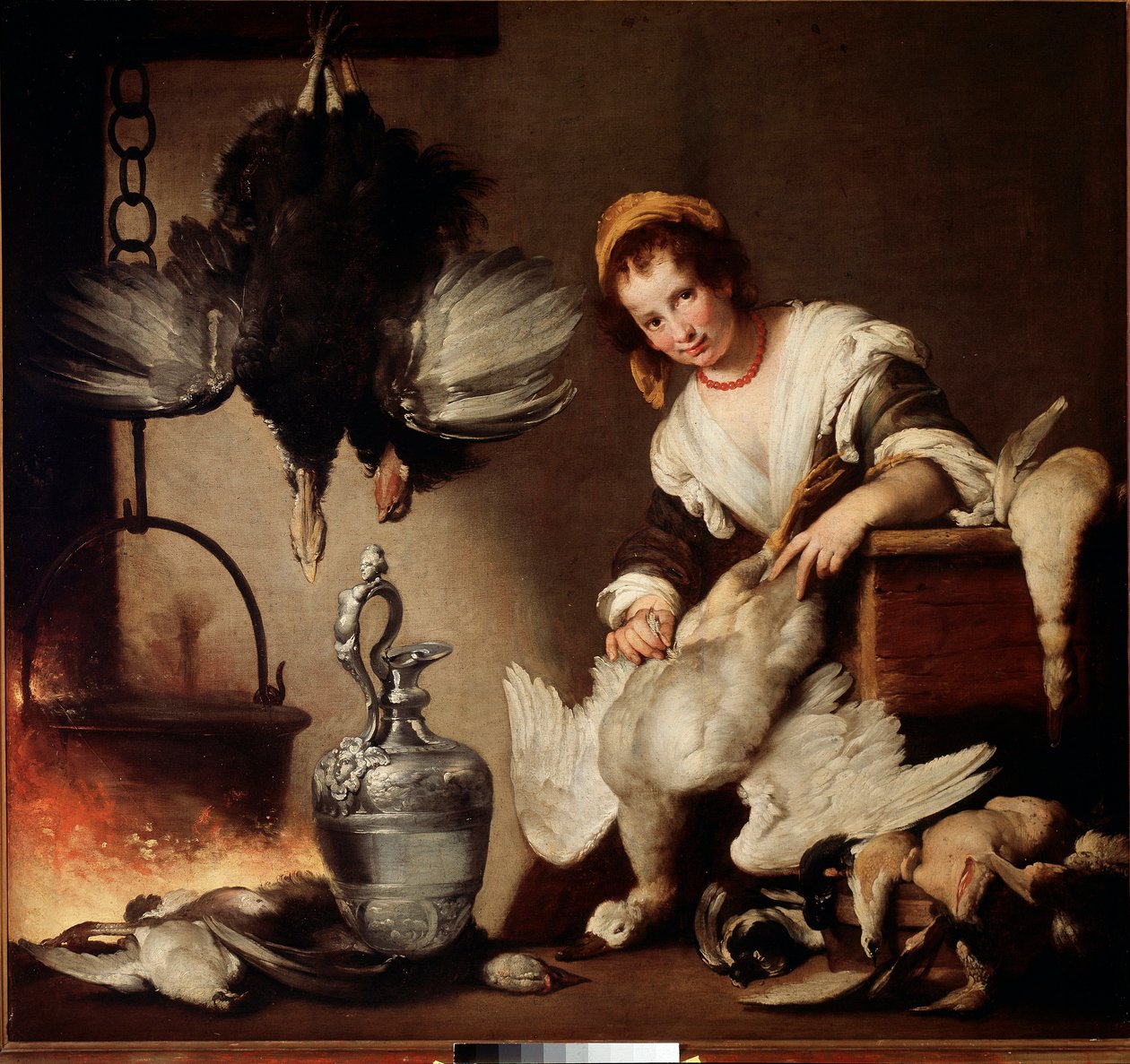 Aşçı Kadın sıhhi tesisat ördekleri. Bernardo Strozzi tarafından boyama by Bernardo Strozzi