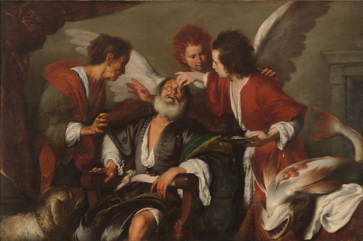 Tobias Babasının Körlüğünü Tedavi Ediyor by Bernardo Strozzi