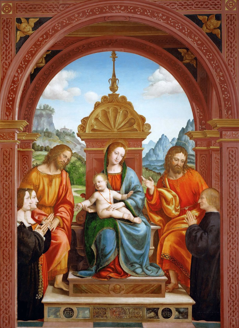 Aziz James, Philip ve Antonio Busti Ailesi ile Madonna ve Çocuk, 1515-1517. by Bernardo Zenale